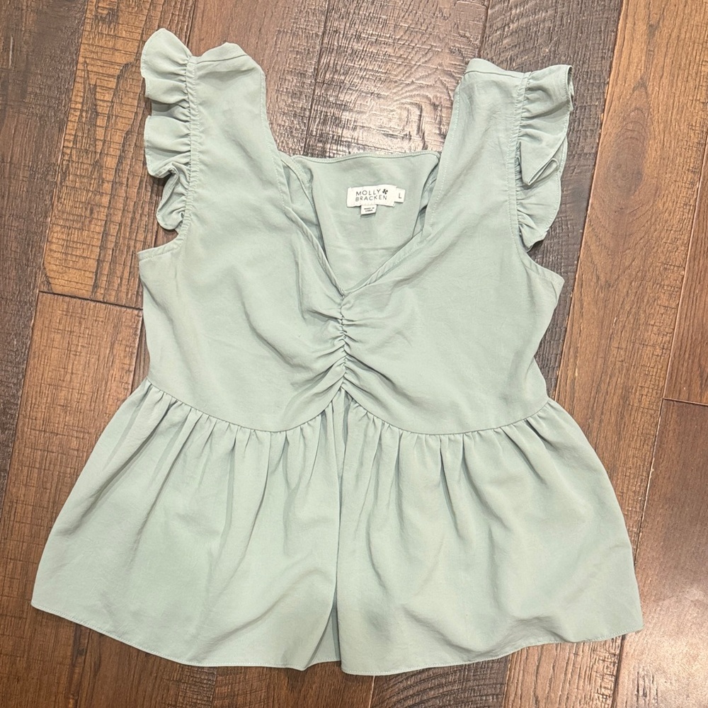 Molly Bracken Mint Ruffled Blouse
